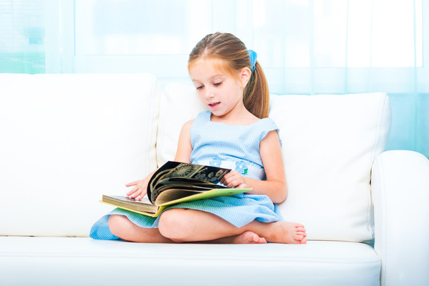 little girl reading a book - 写真・画像