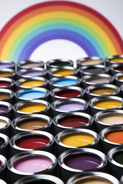 Paint cans palette, Creativity concept - Foto, Imagen