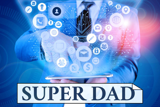 Handwriting text writing Super Dad. Concept meaning Children idol and super hero an inspiration to look upon to. - Photo, Image