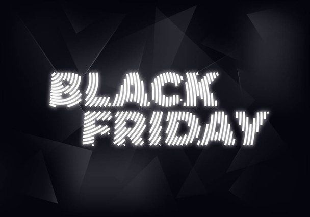 Black Friday Sale Banner Design. White Glowing Text on Black Background. Vector Advertising Illustration - Vector, Imagen