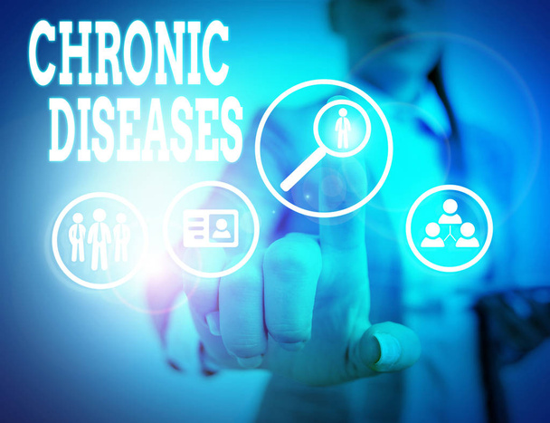 Szóírás szöveg krónikus betegségek. A hosszabb ideig tartó betegség vagy állapot üzleti koncepciója. - Fotó, kép