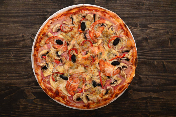 pizza salami mushrooms - Photo, Image