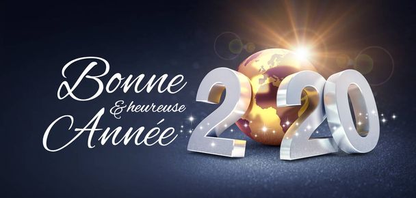 Worldwide New Year 2020 French Greeting card - 写真・画像