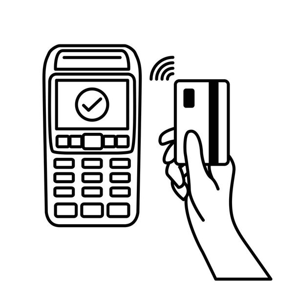 Contactless payment outline icon - Vector, Image