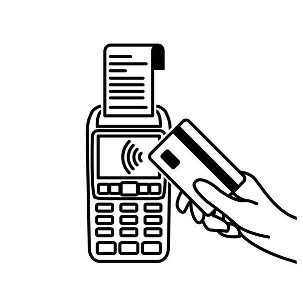Ícone de contorno de pagamento sem contato
 - Vetor, Imagem