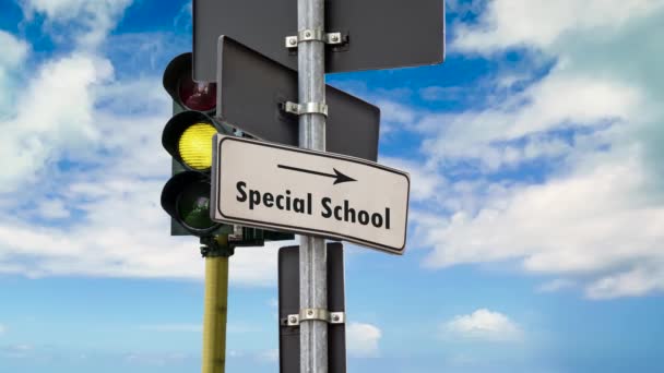 Street Sign the Way to Special School - Footage, Video