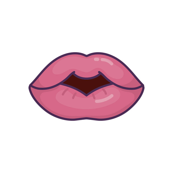 female lips mouth icon on white background - Vector, Imagen