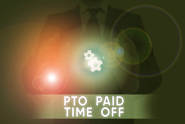 Woord schrijven tekst Pto Paid Time Off. Bedrijfsconcept voor werkgevers kent compensatie toe voor demonstratievakanties. - Foto, afbeelding