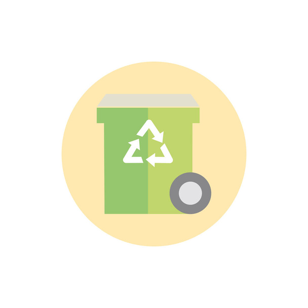 bin recycle waste with wheel green energy block icon - Vektor, Bild