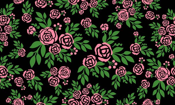 Texture of pink rose flower beautiful, seamless vintage floral pattern. - ベクター画像