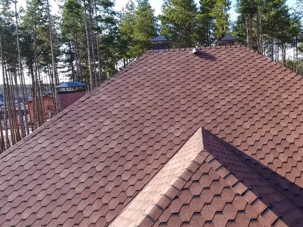 Bituminózní dlaždice na střechu. Dům se střechou ze živičné vody - Fotografie, Obrázek