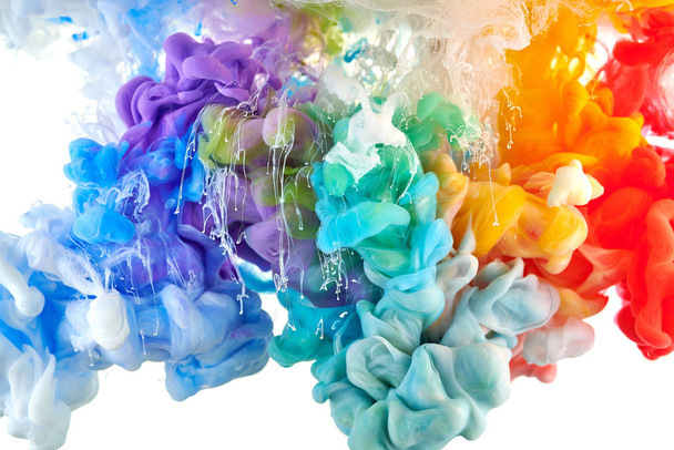Ink in water. Splash acrilyc paint mixing. Multicolored liquid d - Valokuva, kuva