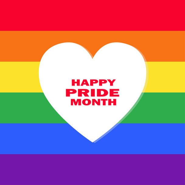 LGBT world pride day. Happy pride month - rainbow background with heart. Equal rights of sexual minorities. Vector illustration flat design - idea for a banner. - Vector, Image