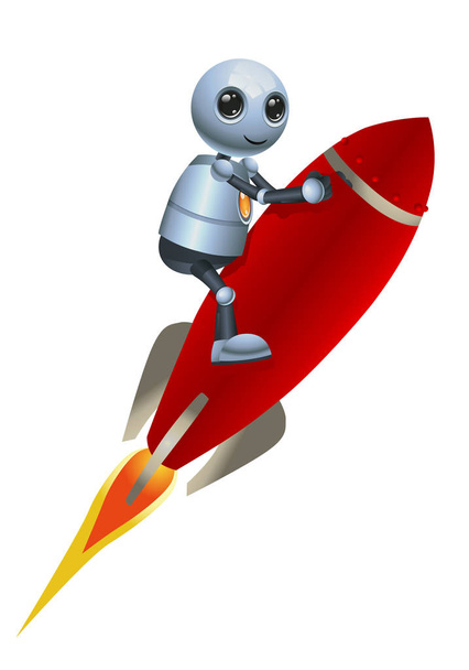 ilustração 3d de pouco negócio robô equitação voando foguete vermelho
 - Foto, Imagem