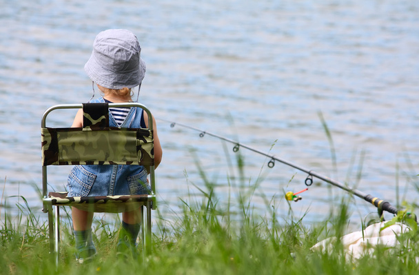 Little boy with fishing rod - Photo, Image