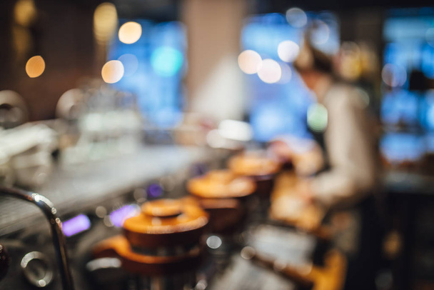 Professional coffee machine in coffee shop, close up view.  - 写真・画像