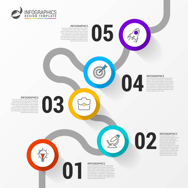 Infographic design template. Creative concept with 5 steps - Vector, Imagen