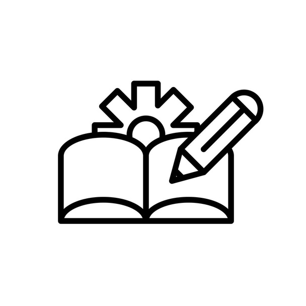 book pencil gear architecture icon line style - Vector, Image