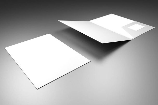 File folder mockup - front cover and opened - 3D rendering - Photo, Image