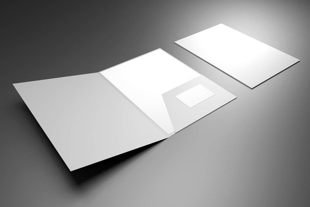Arquivo mockup pasta - capa frontal e aberto - renderização 3D
 - Foto, Imagem