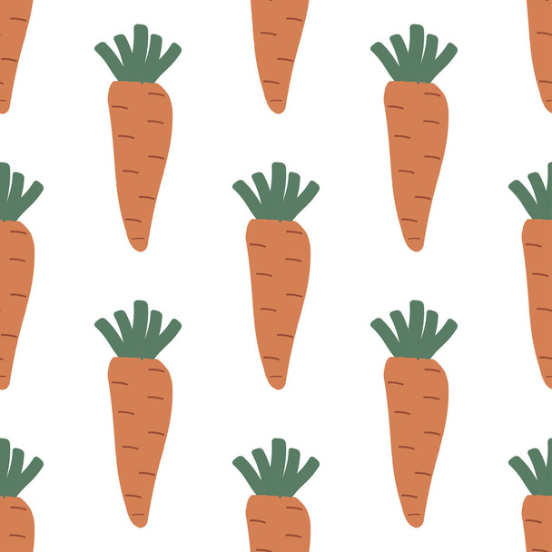Modèle sans couture avec des carottes en style dessin animé. Illustration vectorielle
. - Vecteur, image