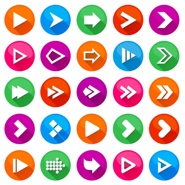 Arrow sign icon set. Circle shape buttons. Different arrows coll - Vector, Image