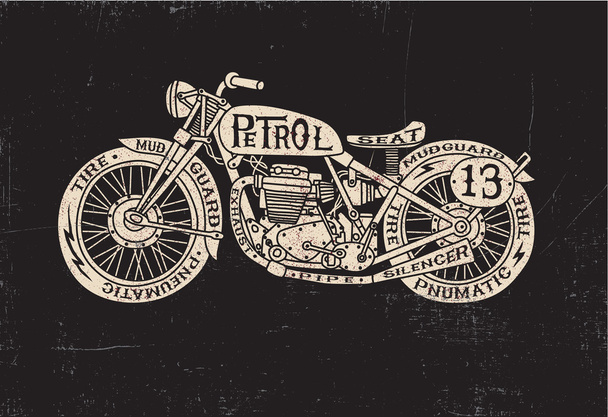 Тип наполненного винтажного мотоцикла
 - Вектор,изображение