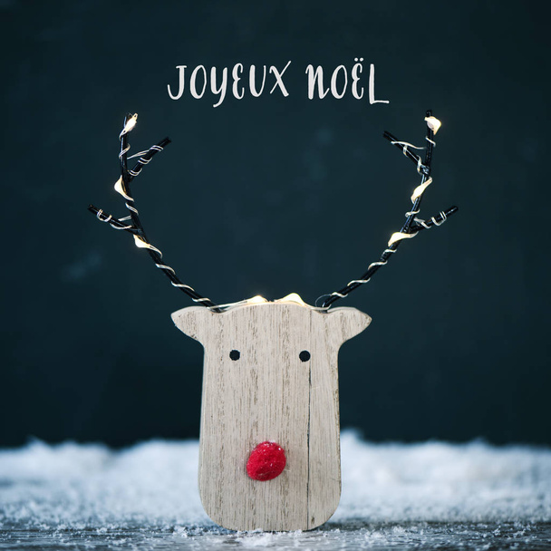 reindeer and text merry christmas in frenc - Photo, Image