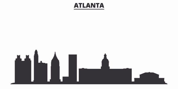Stany Zjednoczone, Atlanta City City odizolowany wektor ilustracji. Stany Zjednoczone Ameryki, Atlanta City travel black cityscape - Wektor, obraz