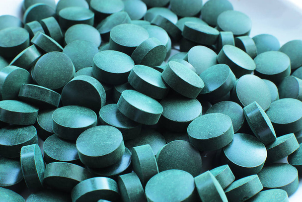 fundo macro pílulas lisas, bio suplementos médicos e vitaminas saudáveis
 - Foto, Imagem
