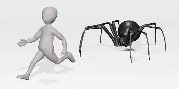 3d Render of Cartoon Character with Black Window Spider - Фото, зображення