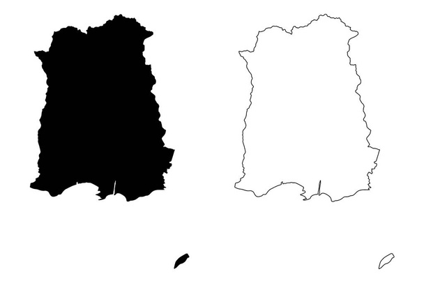 gmina Ponce (Państwo Portoryko, Porto Rico, Pr, Terytoria Stanów Zjednoczonych) mapa wektor ilustracja, skecz bazgroły Mapa Ponce - Wektor, obraz