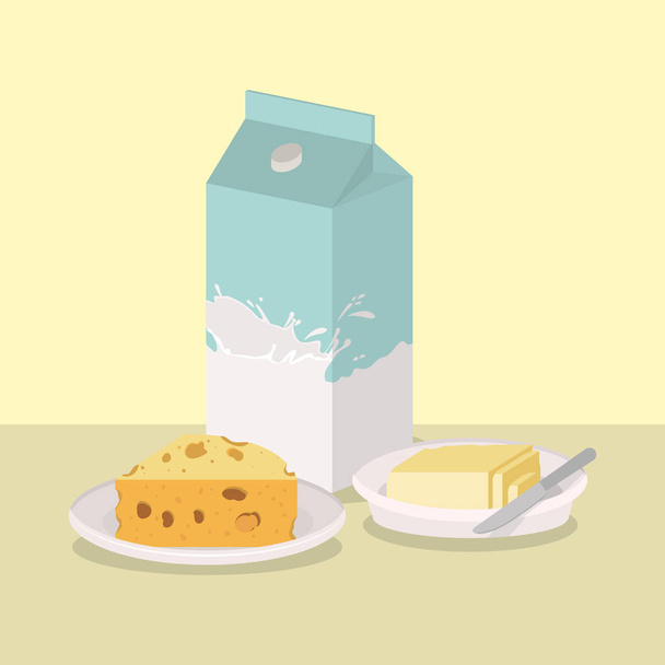 вкусный завтрак сыр и векторный дизайн масла
 - Вектор,изображение