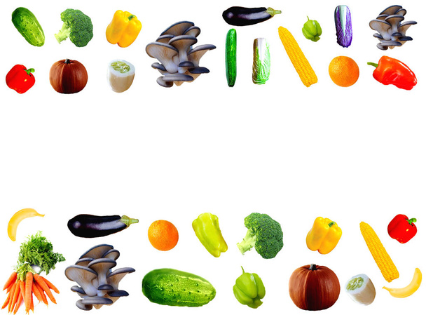 fresh vegetables isolated on white background, long format with copy space - Zdjęcie, obraz