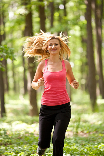 Blonde lady running - Foto, Imagem
