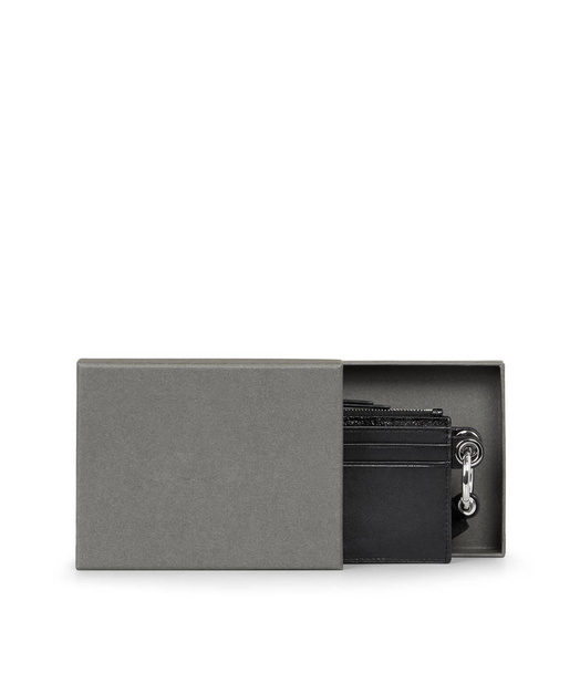 Černá elegantní kočka tvář design peněženka s bílým pozadím - Fotografie, Obrázek