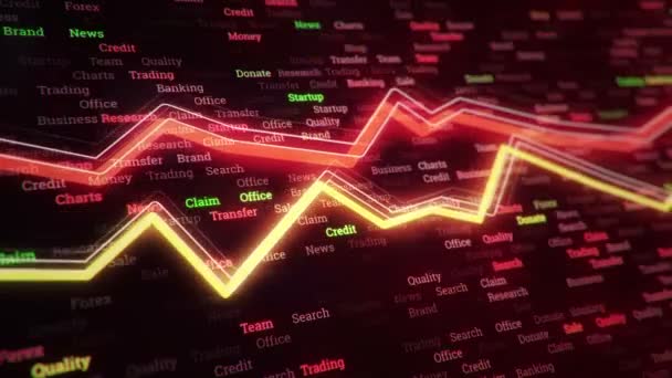 Abstract background with animation of growing charts and flowing counters of numbers with symbols of percent. Financial figures and diagrams showing increasing profits. Animation of seamless loop. - Footage, Video