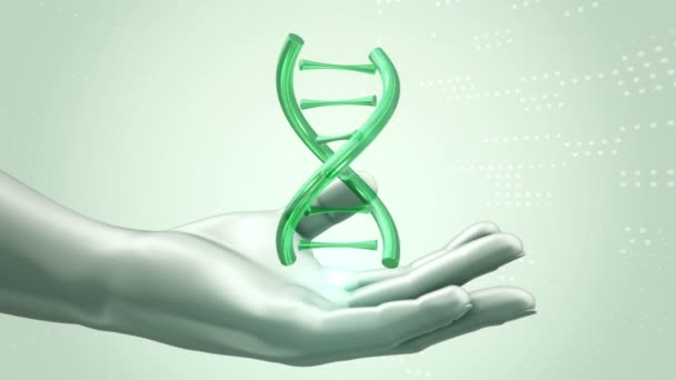 Abstract background with animation of rotation DNA helix in abstract hands of human. Animation of seamless loop. - Footage, Video