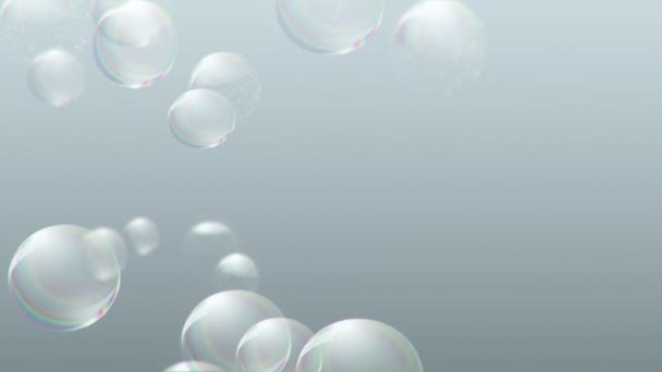 Animation flying of soap bubbles on colorful background. Animation of seamless loop. - Footage, Video