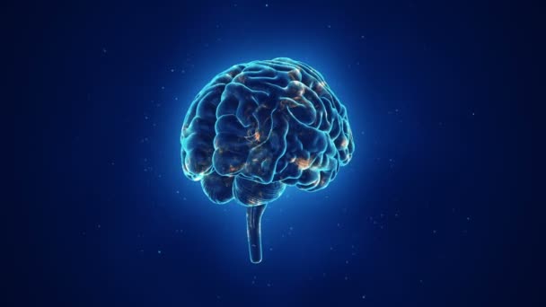 animation de la rotation cerveau humain sur fond bleu, concept de science et de technologie sociale. Animation de boucle transparente
.  - Séquence, vidéo