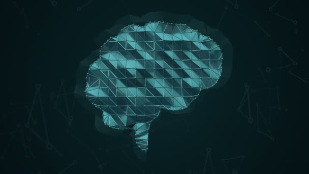 Abstrakter Hintergrund mit Animationssymbol des Gehirns aus metallischem Netz. Animation einer nahtlosen Schleife. - Filmmaterial, Video