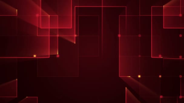 geometrical background with stripes and particles. Animation of circuit electric signal with red shine. Animation of seamless loop.   - Footage, Video