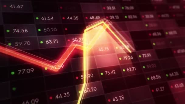 Abstract background with animation of growing charts and flowing counters of numbers with symbols of percent. Financial figures and diagrams showing increasing profits. Animation of seamless loop. - Footage, Video