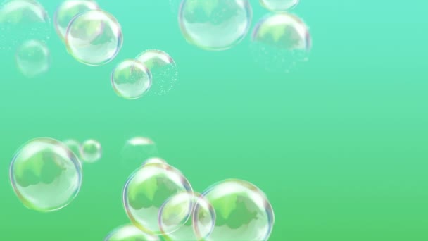 Animáció repülő szappanbuborékok színes háttérrel. Zökkenőmentes hurkok animációja. - Felvétel, videó