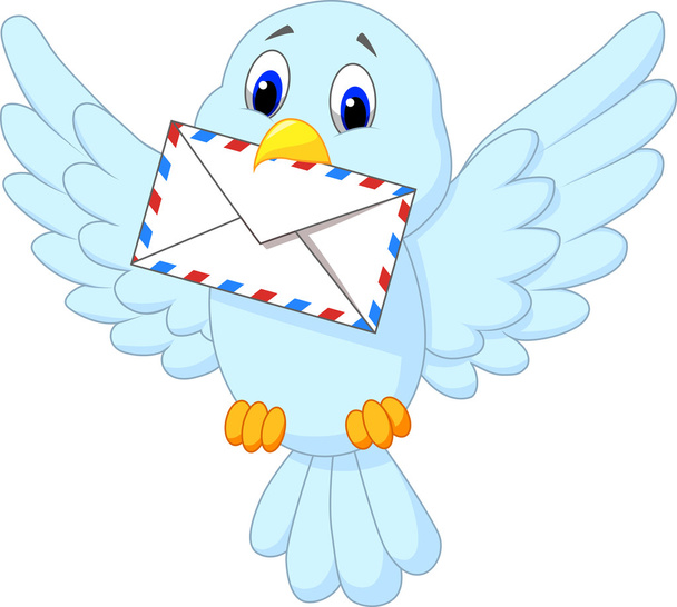 cute vogels leveren brief - Vector, afbeelding
