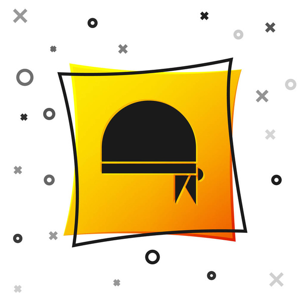Fekete kalóz kendő a fej ikon elszigetelt fehér háttér. Sárga négyzet gomb. Vektorillusztráció - Vektor, kép