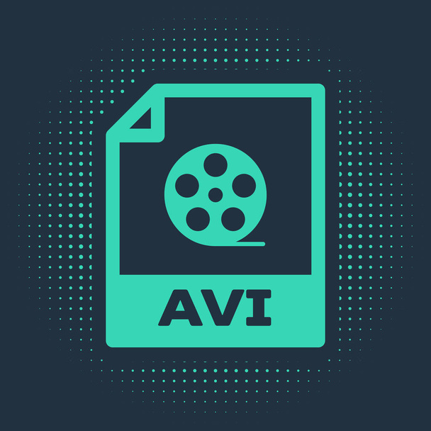 Green AVI file document. Download avi button icon isolated on blue background. AVI file symbol. Abstract circle random dots. Vector Illustration - Vektori, kuva