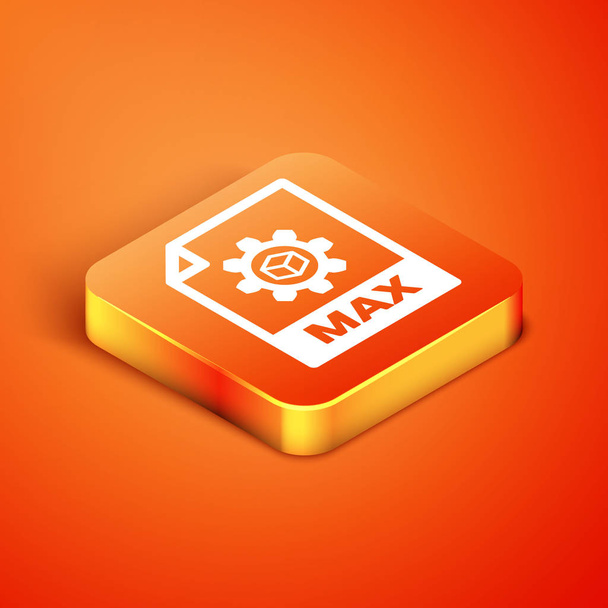 Isometrinen MAX-tiedostoasiakirja. Lataa max painiketta kuvake eristetty oranssi tausta. MAX-tiedoston symboli. Vektorikuvaus
 - Vektori, kuva