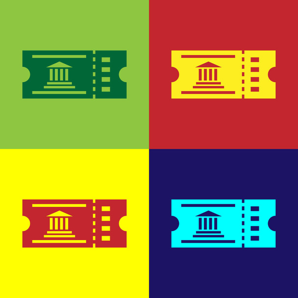 Color Museum lippu kuvake eristetty väri tausta. Historia museo lippu kuponki tapahtuma myöntää näyttely retki. Vektorikuvaus
 - Vektori, kuva
