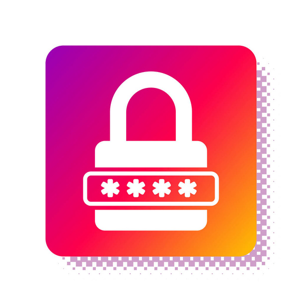 White Password protection and safety access icon isolated on white background. Uzamknout ikonu. Zabezpečení, bezpečnost, ochrana, ochrana soukromí. Tlačítko čtvercové barvy. Vektorová ilustrace - Vektor, obrázek